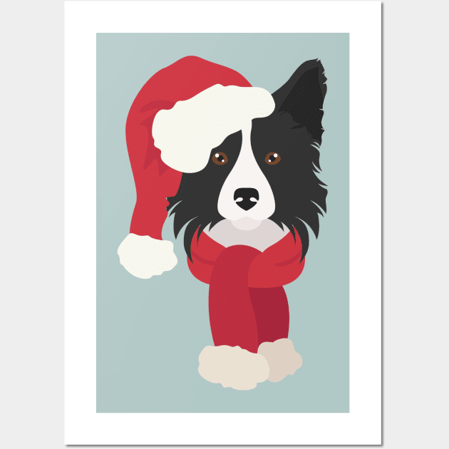 Christmas Border Collie Dog Wall Art by JunkyDotCom